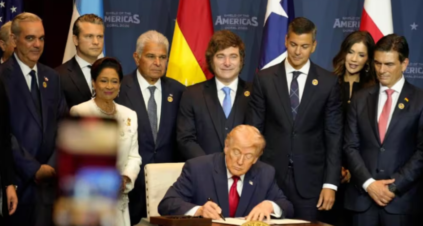 Trump, junto a Milei y otros l&iacute;deres anunci&oacute; una nueva coalici&oacute;n militar y habl&oacute; de Cuba